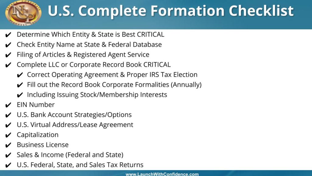 U.S. Entity Formation Checklist